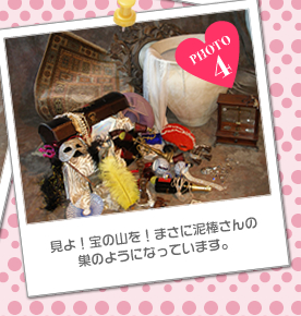 見よ！宝の山を！まさに泥棒さんの巣のようになっています。
