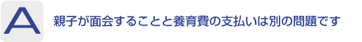 Answer：親子が面会することと養育費の支払いは別の問題です