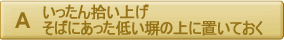 いったん拾い上げ、そばにあった低い塀の上に置いておく